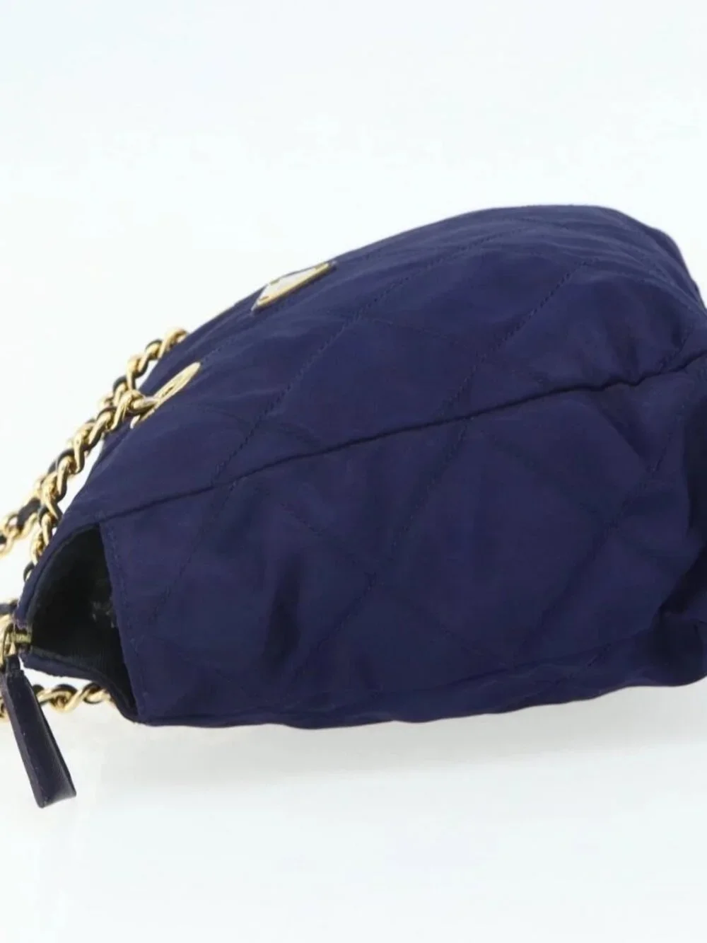 PRADA Chain Shoulder Bag Nylon Purple Gold Auth yk20261